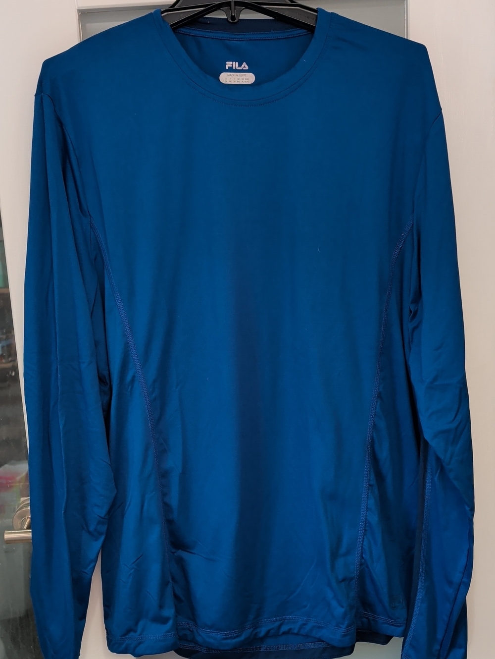 Fila Men's Long Sleeve Crewneck Blue Performance Tee Size 2XL